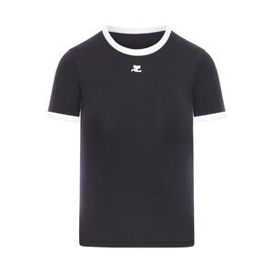 Courreges Women Cotton T Shirt With Contrasting Profiles